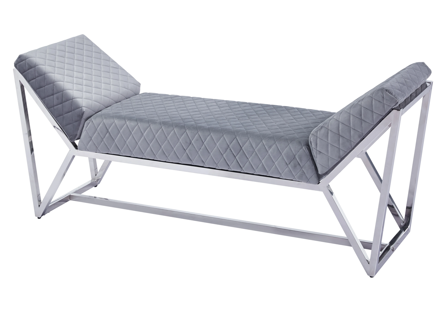 Banc velours gris pieds métal design - LOUNGE