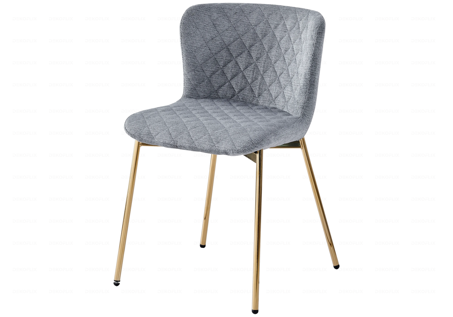 Chaise tissu gris dossier courbé pied doré – JADE