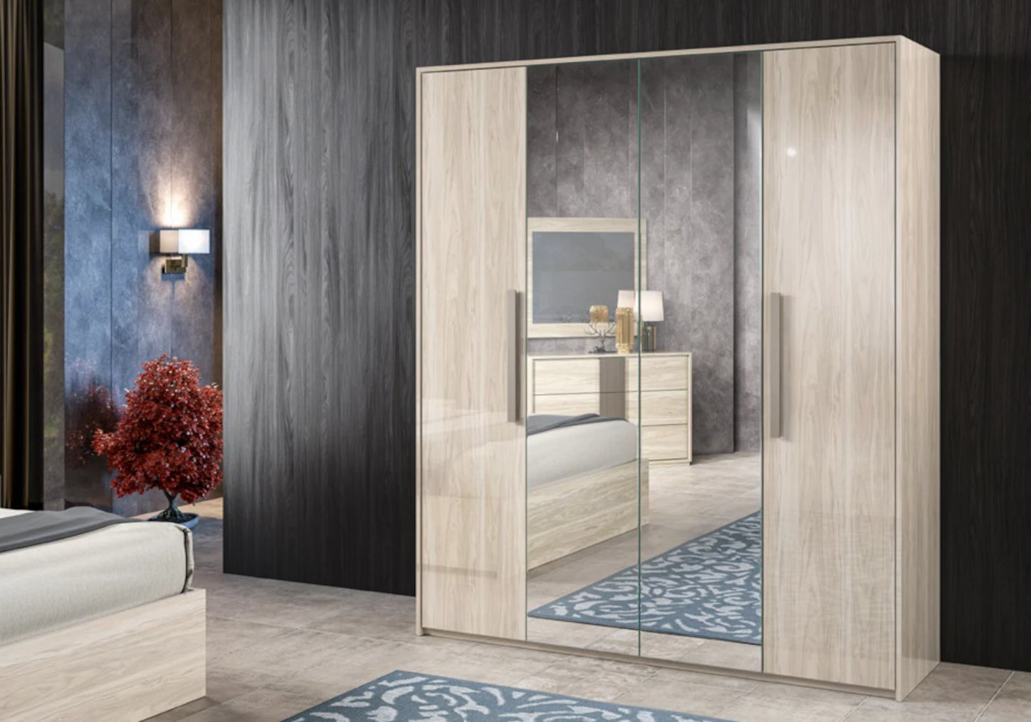 Chambre complète moderne beige laquée – DAFNE