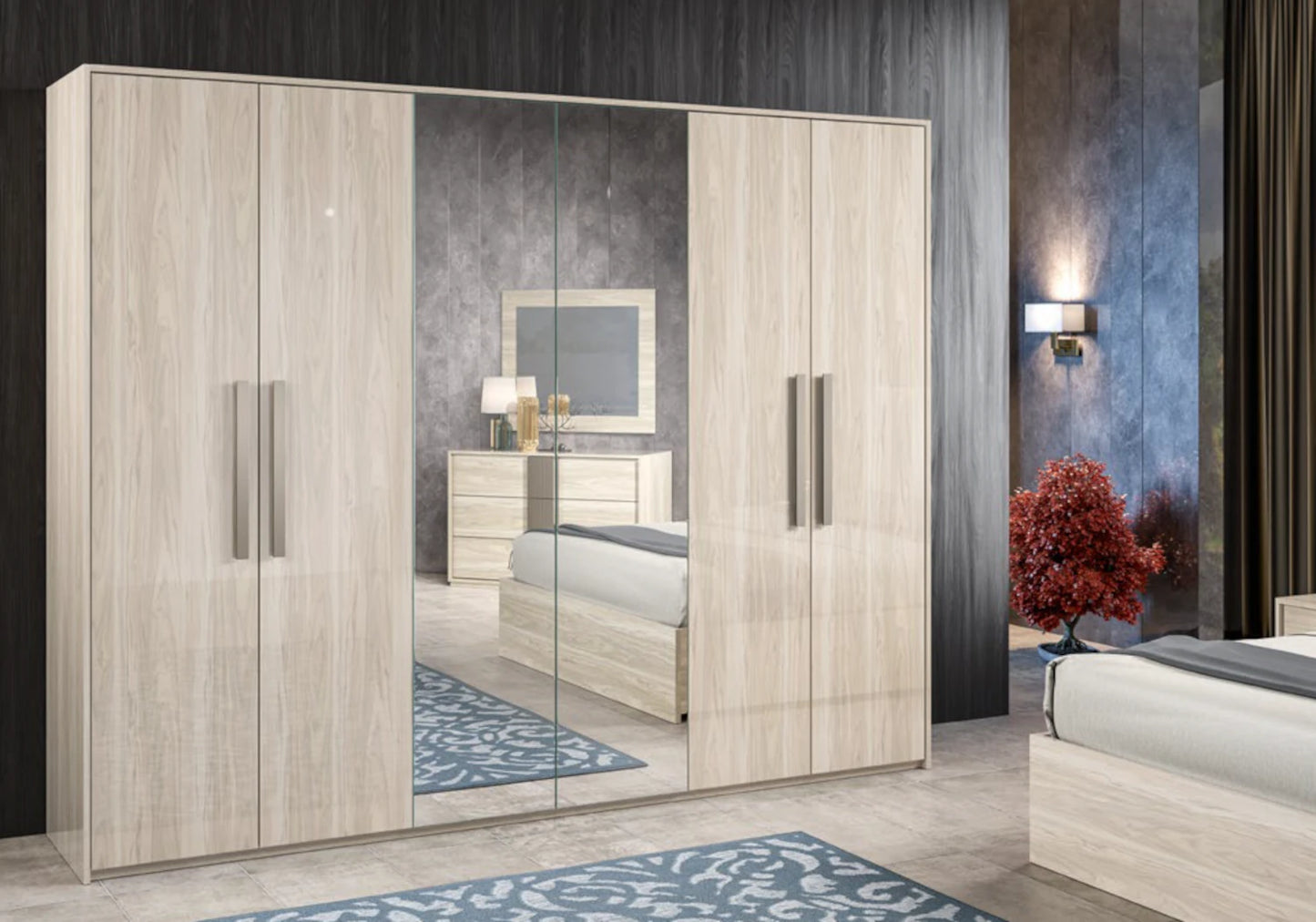 Chambre complète moderne beige laquée – DAFNE