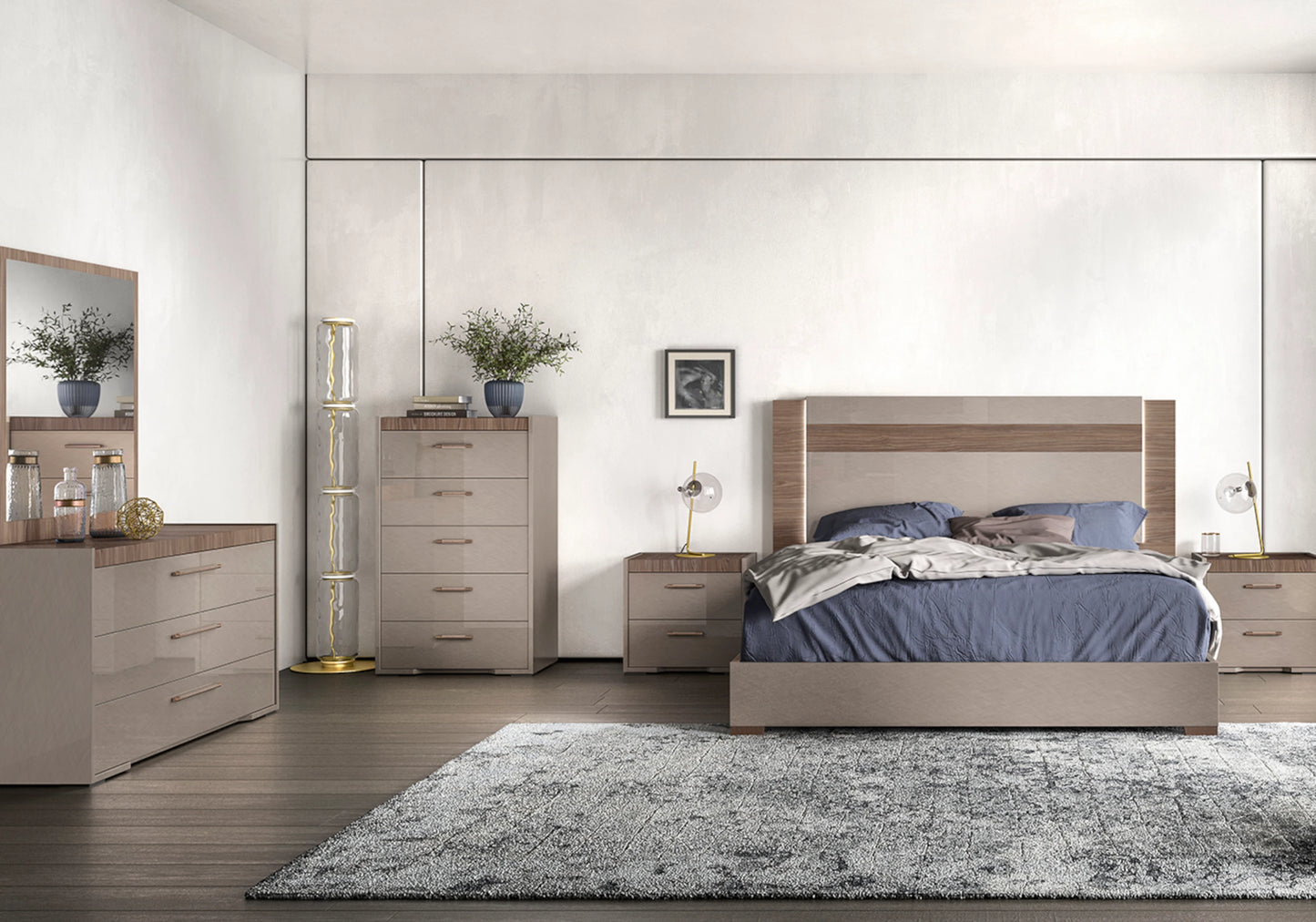 Lit bois contemporain avec tête lumineuse – NORA