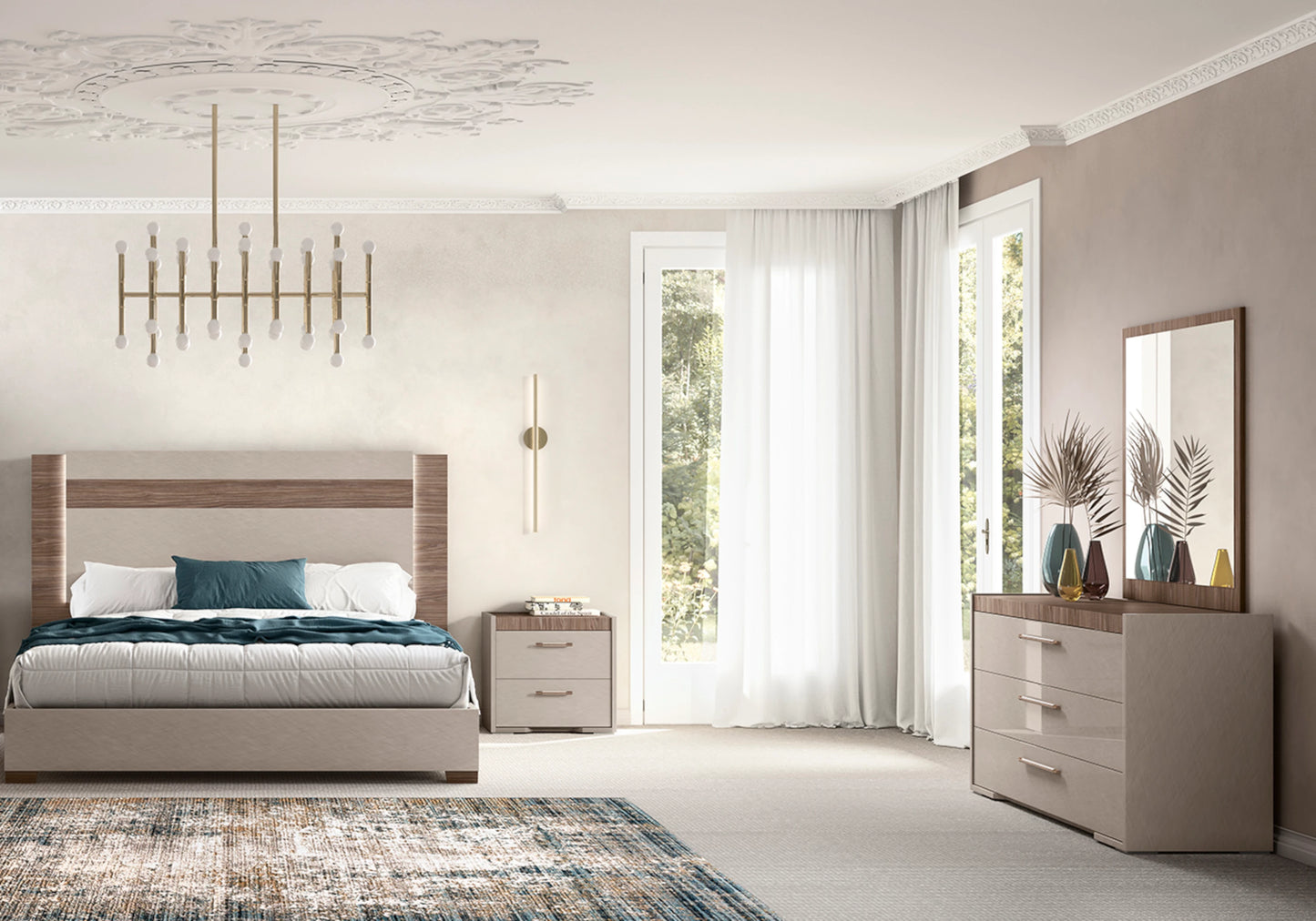 Lit bois contemporain avec tête lumineuse – NORA