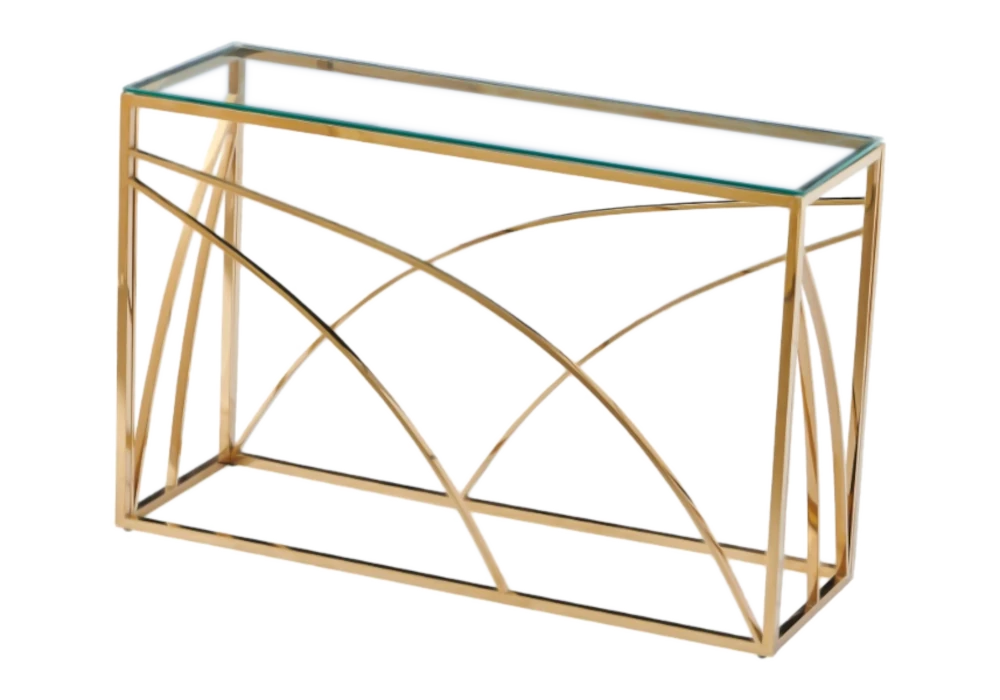 Console dorée en verre design – LEXIE