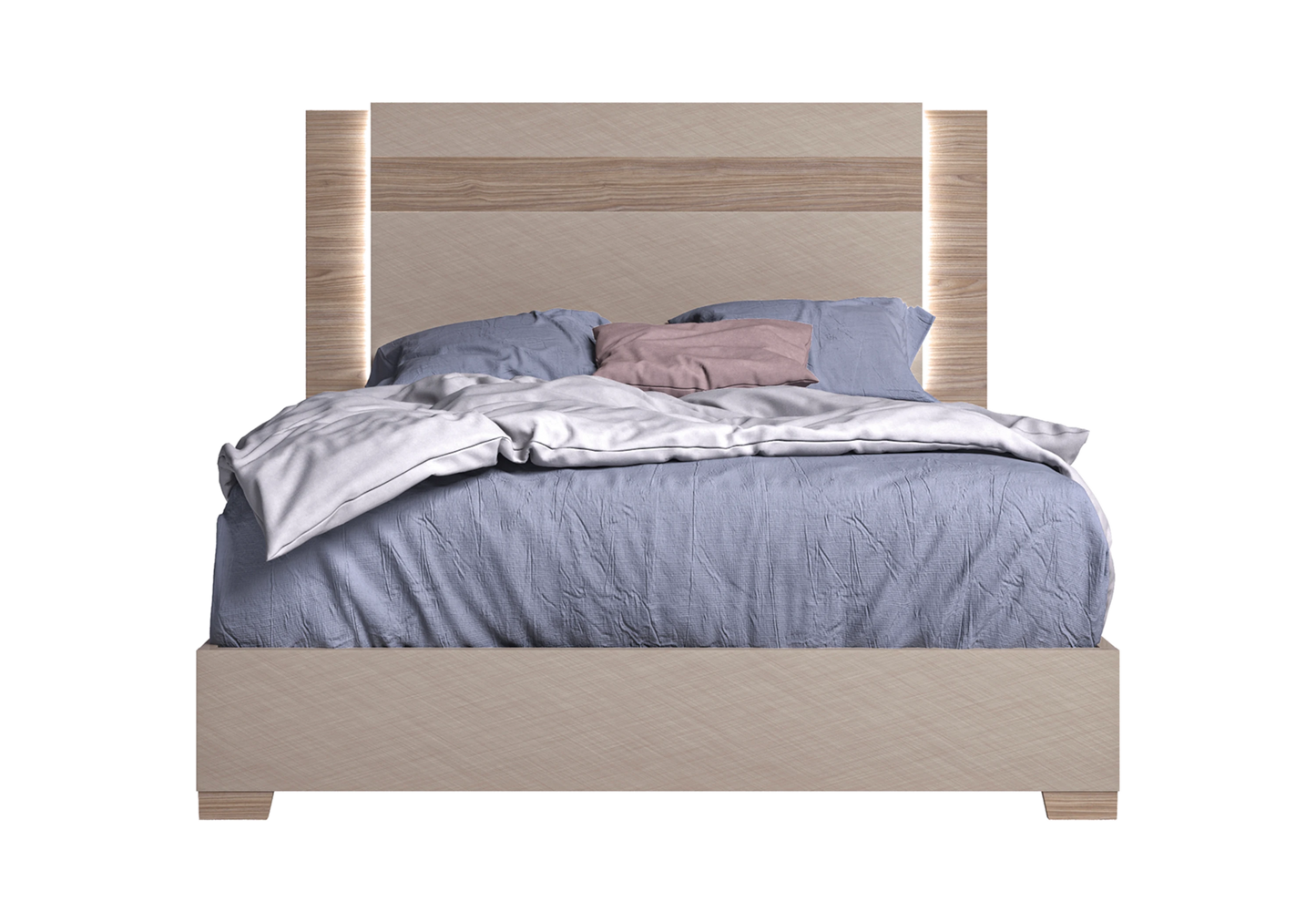 Lit bois contemporain avec tête lumineuse – NORA