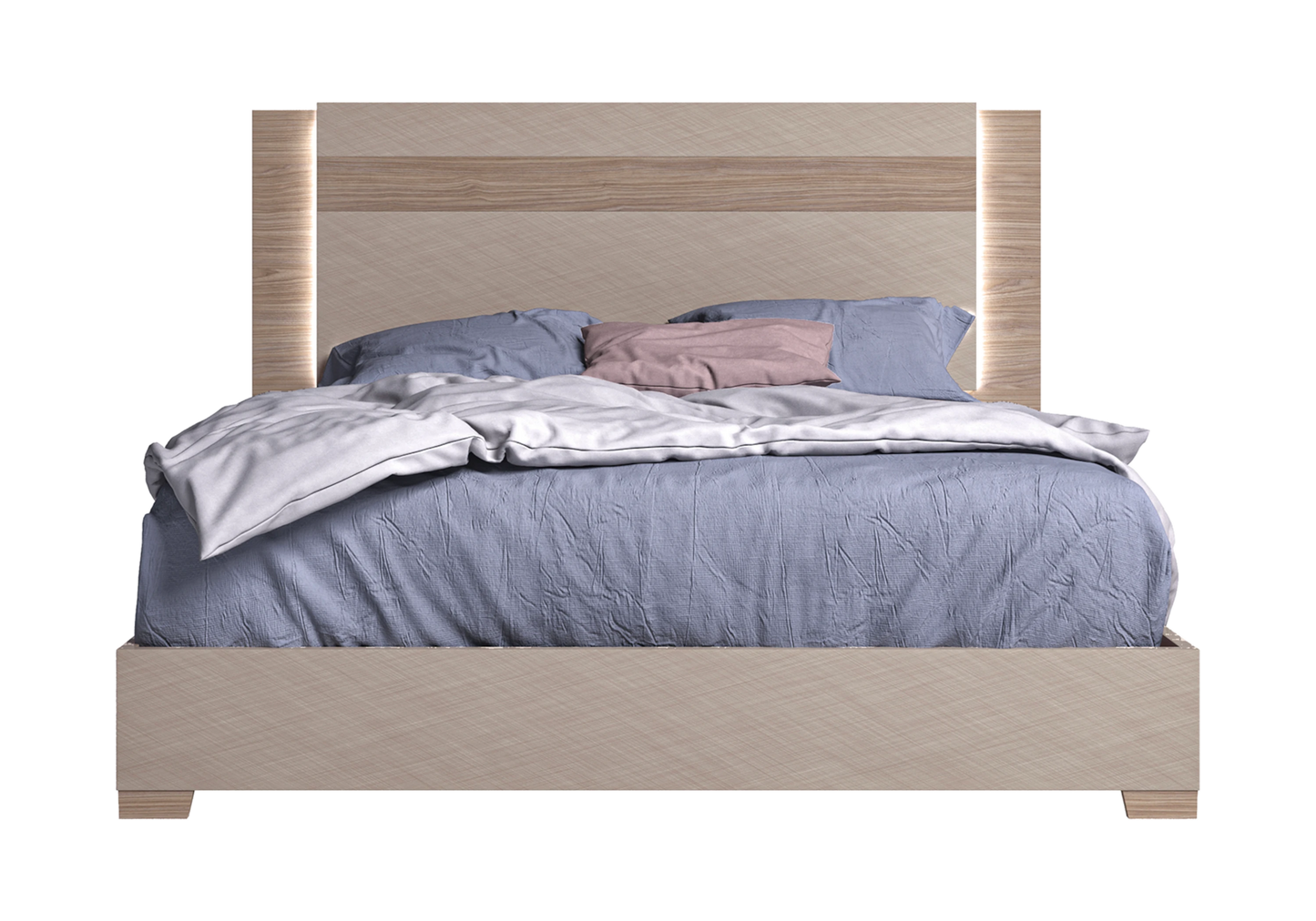 Lit bois contemporain avec tête lumineuse – NORA
