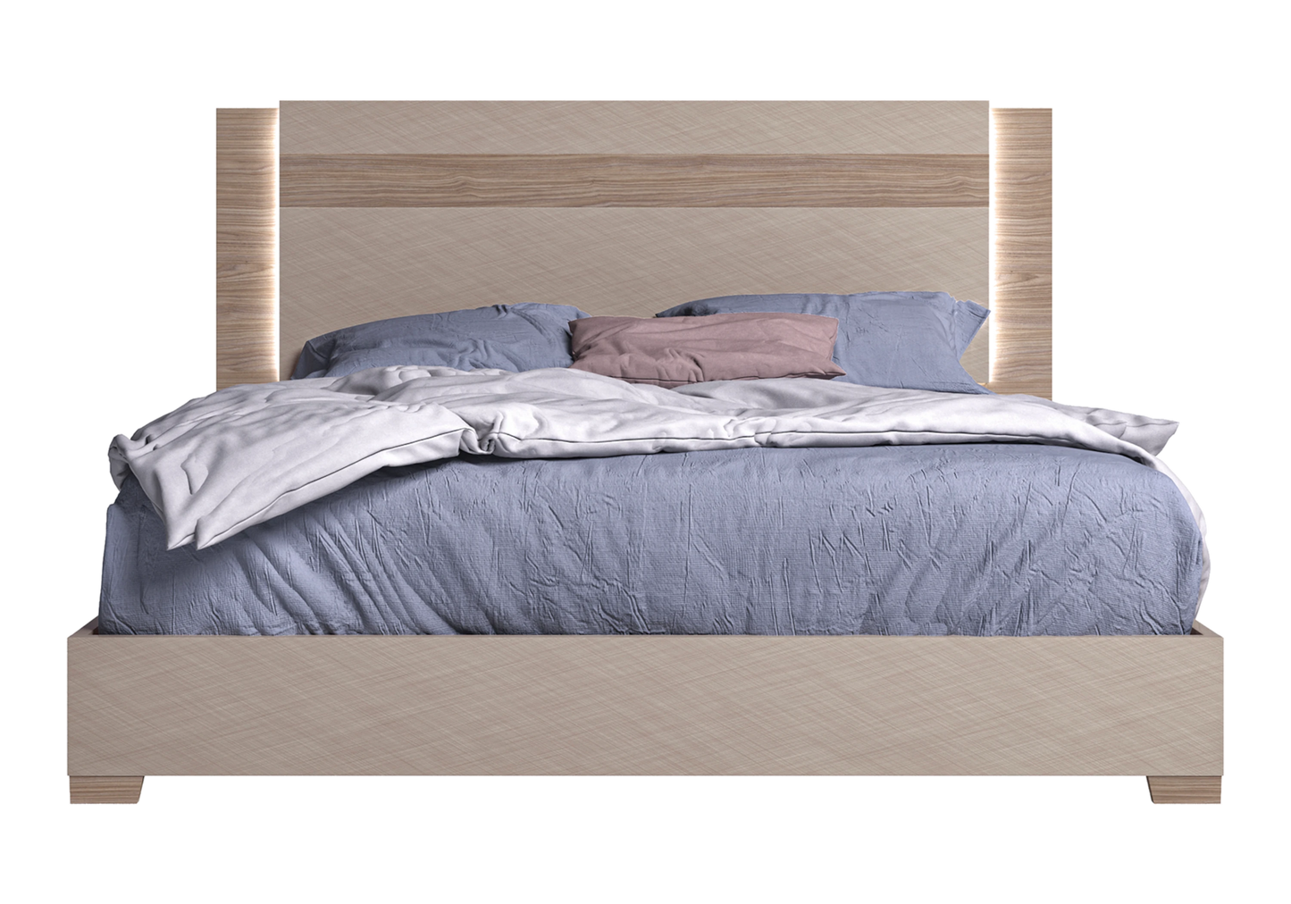 Lit bois contemporain avec tête lumineuse – NORA