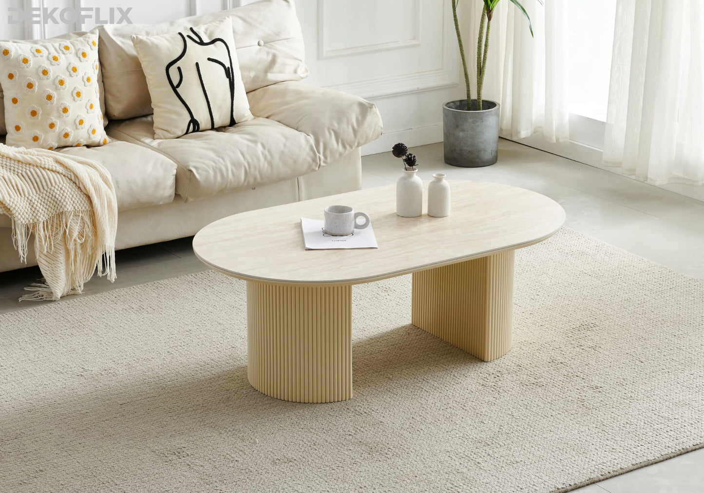 Table à manger travertin ovale design – TERRA