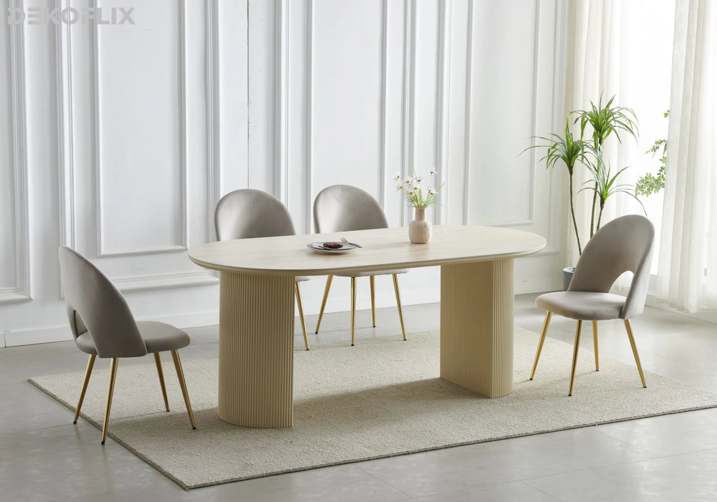 Table à manger travertin ovale design – TERRA