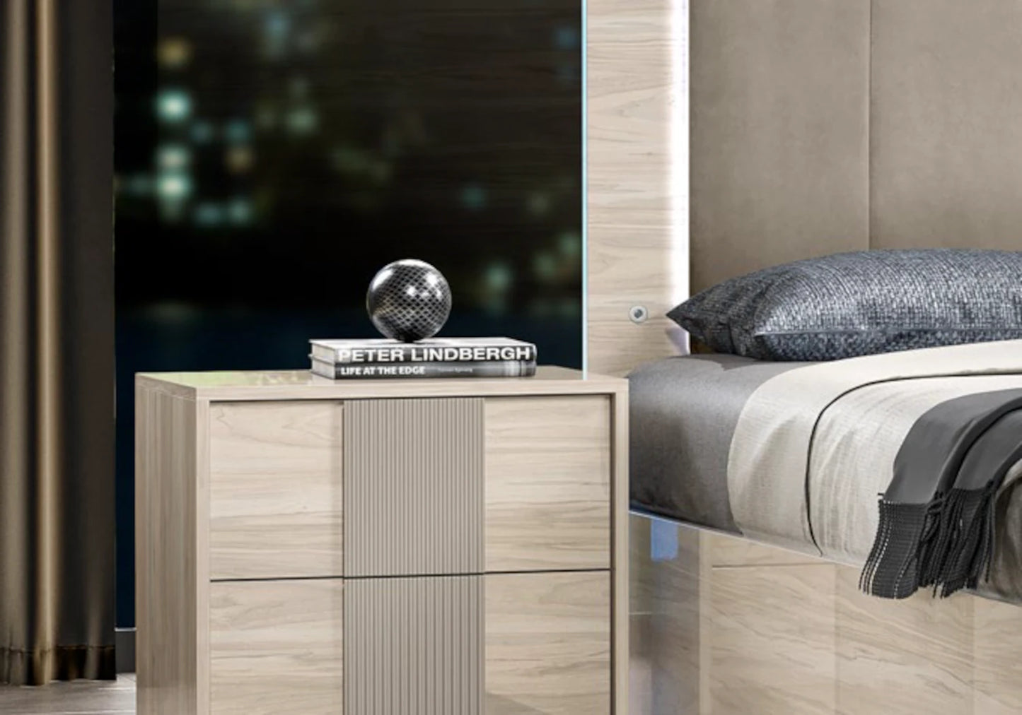 Chambre complète moderne beige laquée – DAFNE
